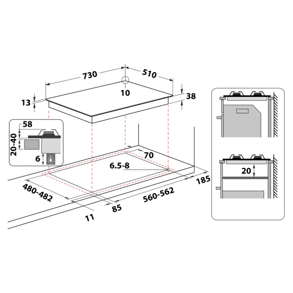 Piano cottura 5 fuochi a Gas Whirlpool TKRL761IX