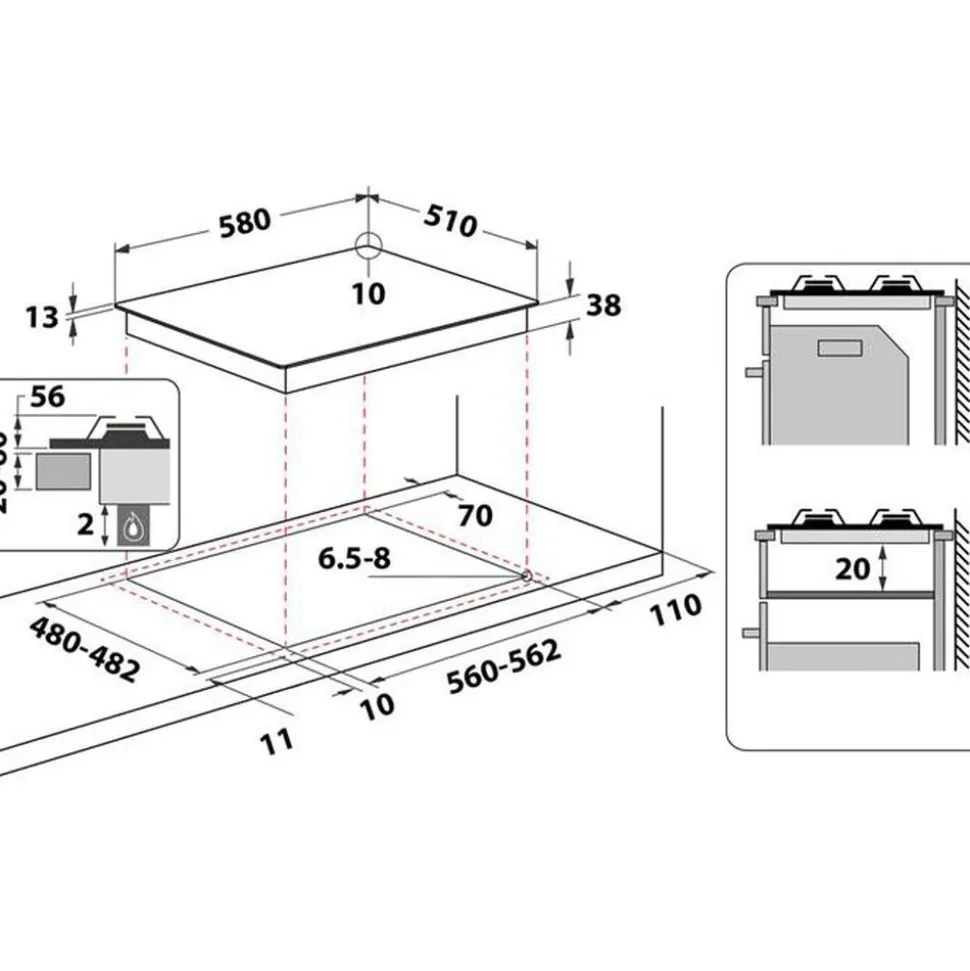 Piano cottura 4 fuochi a Gas Whirlpool TKRL661IX