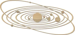 Planetario in legno traforato, finitura legno chiaro