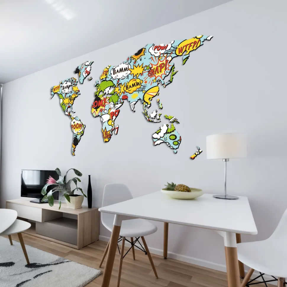 Planisfero da parete in tre misure pop art