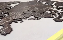 Planisfero da parete in tre misure effetto wenge con scritte