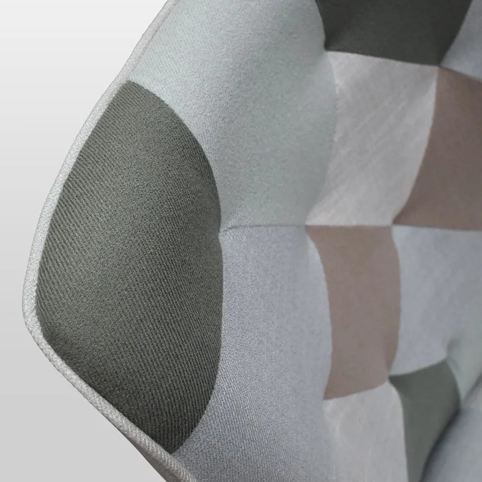Poltrona imbottita in tessuto Patchwork Dalì Grigia