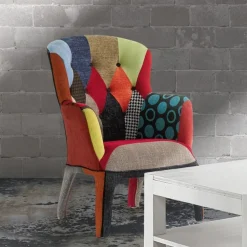 Poltrona imbottita in tessuto Patchwork Amalia