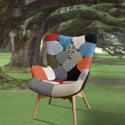 Poltrona imbottita in tessuto Patchwork Dalì