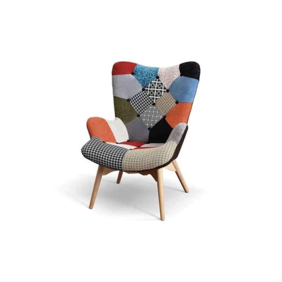 Poltrona imbottita in tessuto Patchwork Dalì