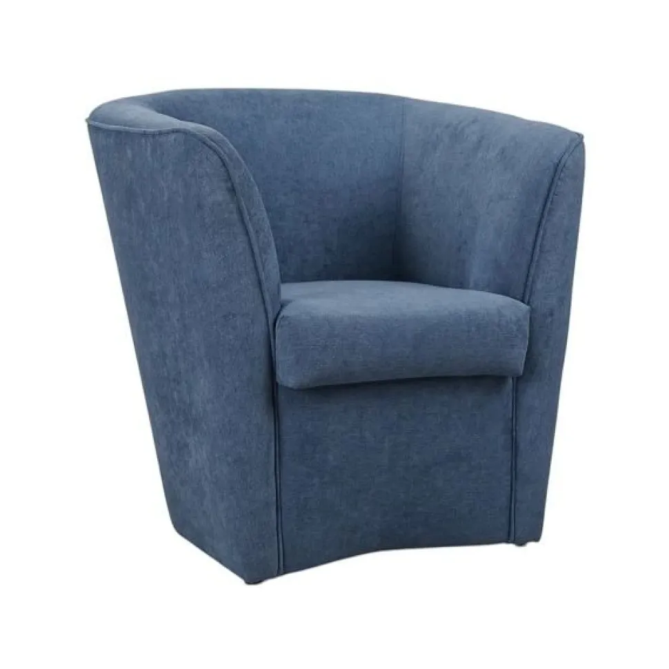 Poltrona imbottita Vanessa Blue Denim in tessuto antimacchia Blu Jeans
