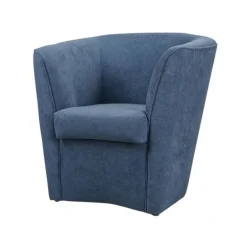 Poltrona imbottita Vanessa Blue Denim in tessuto antimacchia Blu Jeans