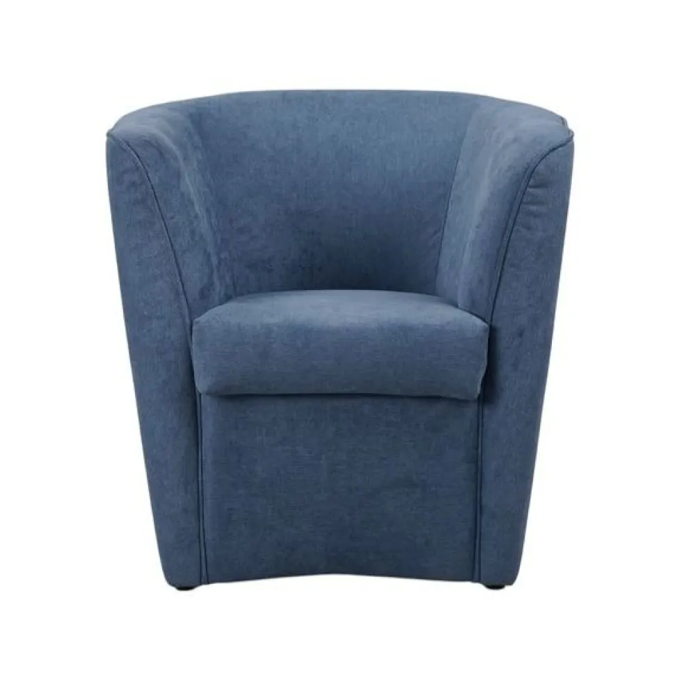 Poltrona imbottita Vanessa Blue Denim in tessuto antimacchia Blu Jeans