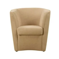Poltrona imbottita Vanessa in tessuto antimacchia Beige Sabbiato