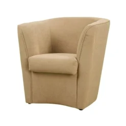 Poltrona imbottita Vanessa in tessuto antimacchia Beige Sabbiato
