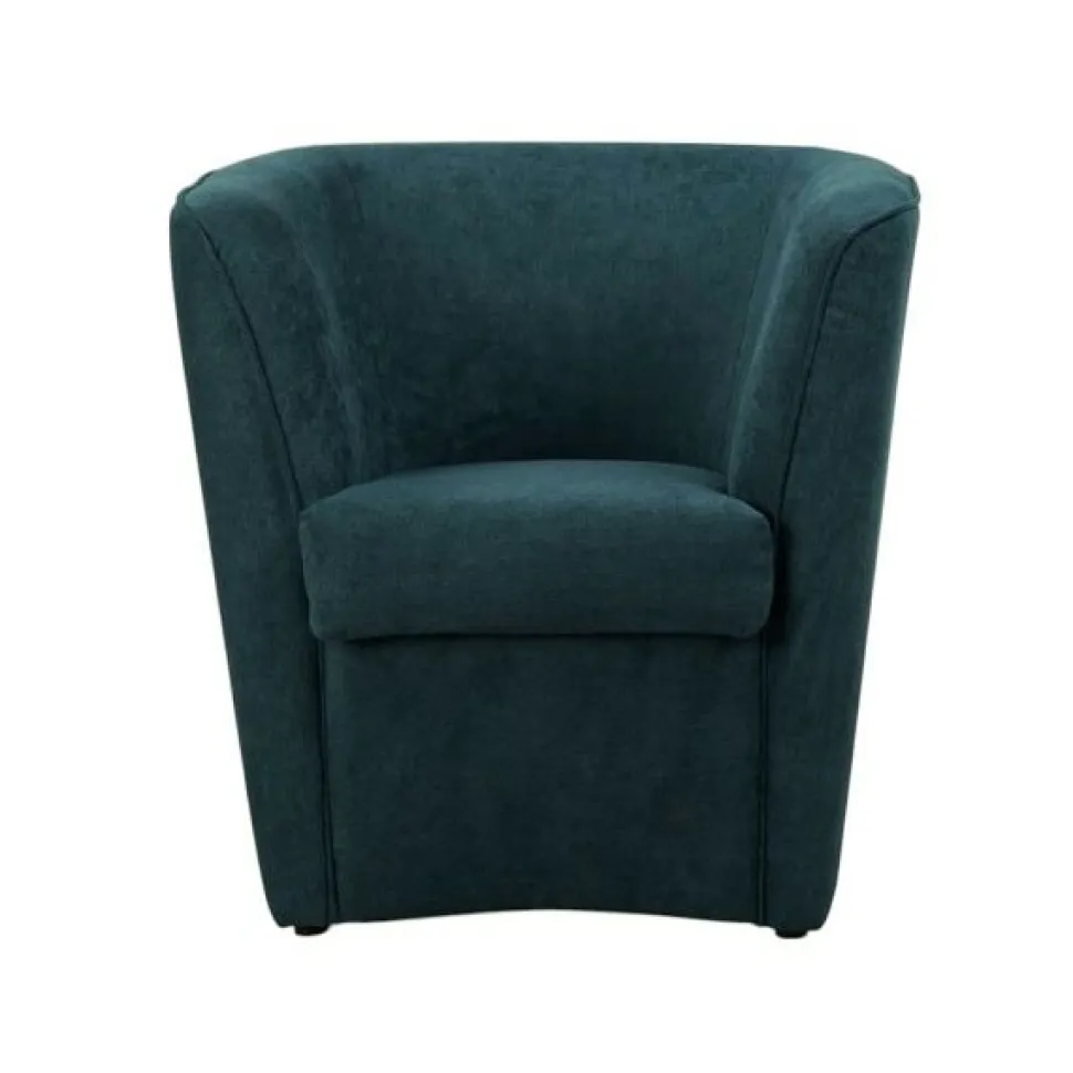 Poltrona imbottita Vanessa Velvet Hub in tessuto antimacchia Blu Petrolio