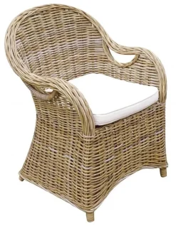 Poltroncina Semarang in Fibra Naturale Grey Kubu con Cuscino