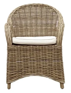 Poltroncina Semarang in Fibra Naturale Grey Kubu con Cuscino