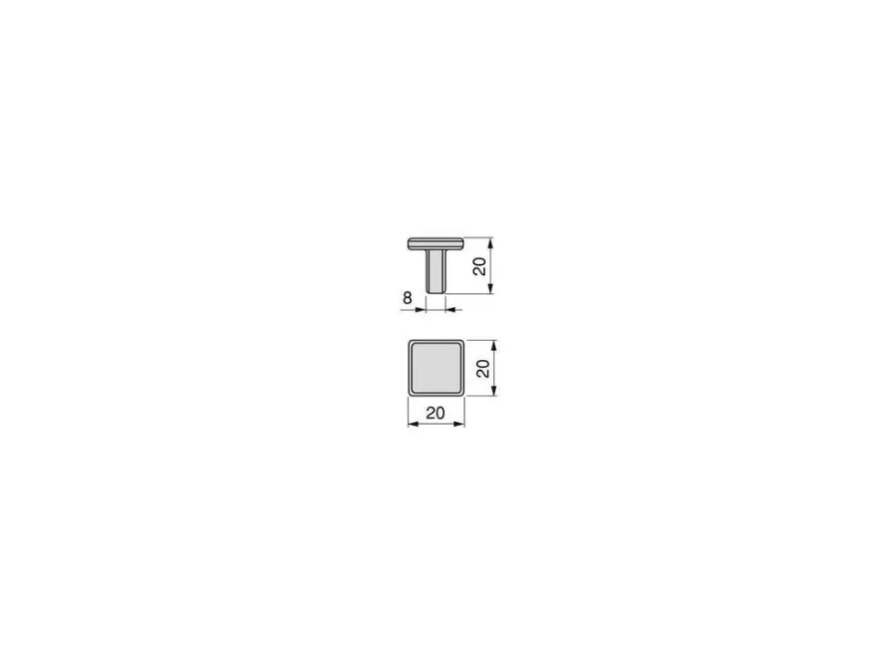 Pomolo quadrato per mobili Springfield 20x20mm