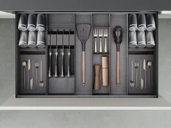 Portacoltelli per cassetto Orderbox, 150x470 mm, Acciaio e Legno, Grigio antracite