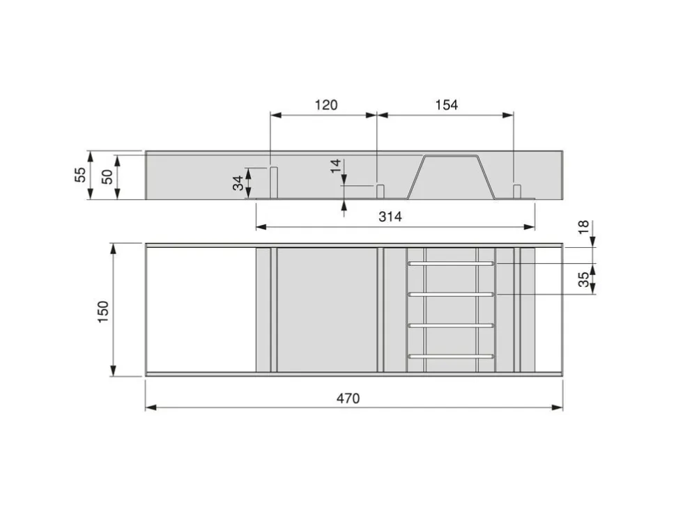 Portacoltelli per cassetto Orderbox, 150x470 mm, Acciaio e Legno, Grigio antracite