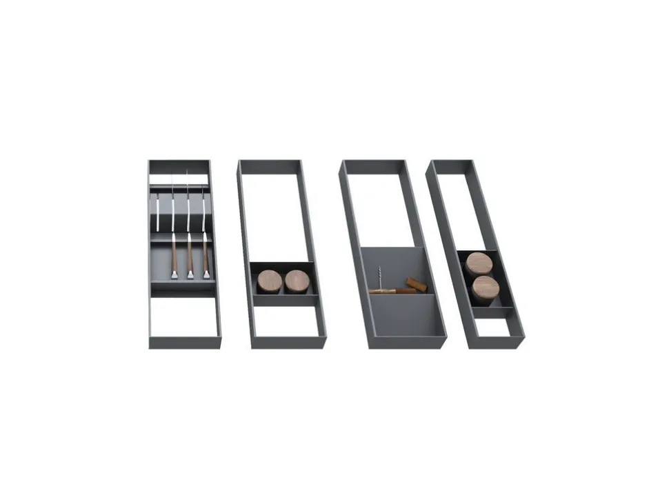 Portacoltelli per cassetto Orderbox, 150x470 mm, Acciaio e Legno, Grigio antracite