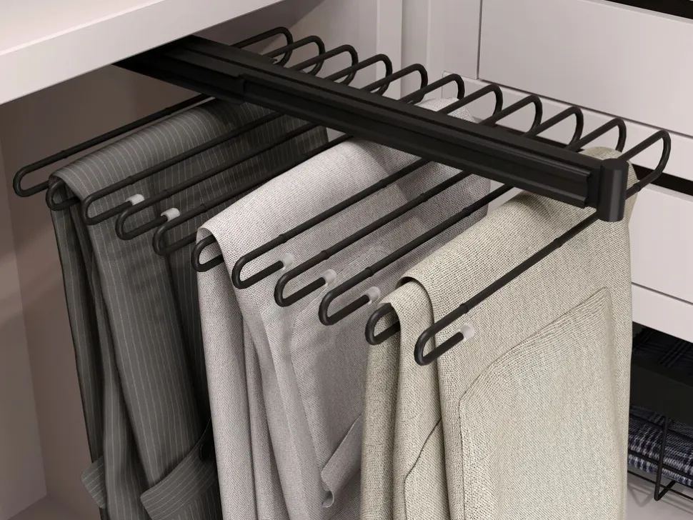 Porta pantaloni estraibile in Acciaio disponibile in 3 colori