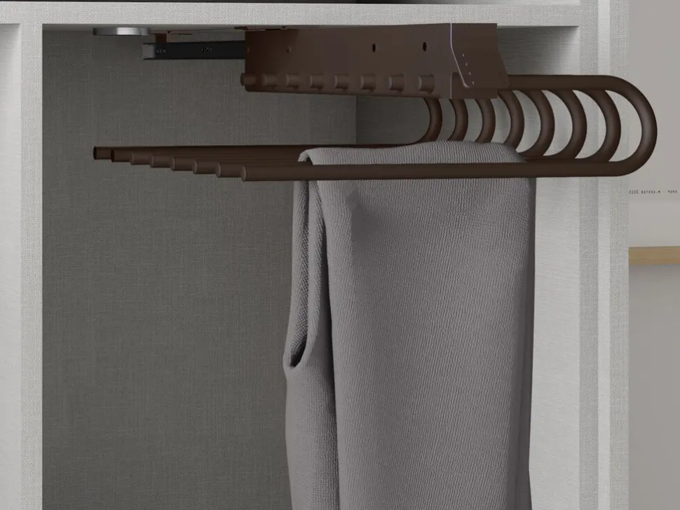 Portapantaloni estraibile per interno armadio in Alluminio e Tecnoplastica disponibile in 2 colori