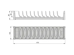 Portapiatti per cassetto Orderbox, 120x470 mm, Alluminio e Tecnoplastica, Grigio antracite