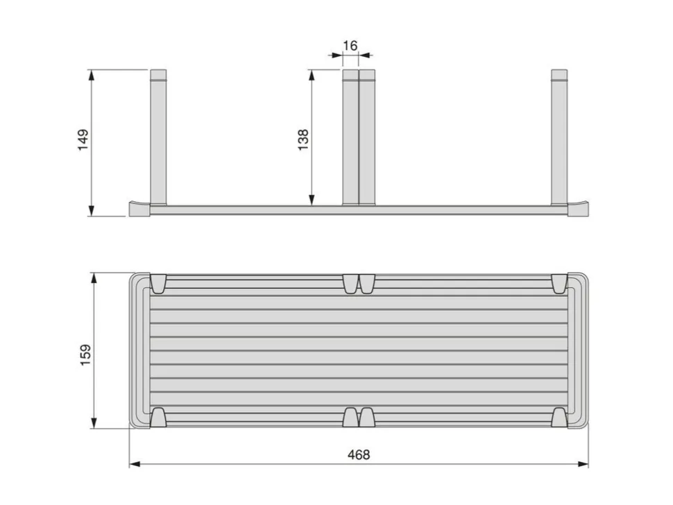 Portapiatti verticale per cassetto Orderbox, 159x468 mm, Alluminio e Tecnoplastica, Grigio antracite