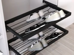 Porta scarpe regolabile in metallo e telaio scorrevole a chiusura ammortizzata per armadio disponibile in 2 colori e 3 misure