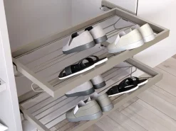 Porta scarpe regolabile in metallo e telaio scorrevole a chiusura ammortizzata per armadio disponibile in 2 colori e 3 misure