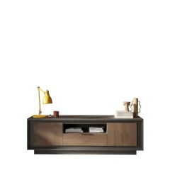 Porta Tv 2 ante battenti e 1 cassetto linea Natural in finitura Lava e Rovere Mercure