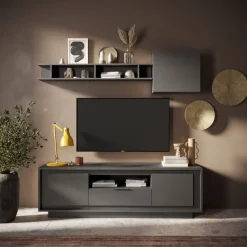 Porta Tv 2 ante battenti e 1 cassetto linea Natural in finitura Lava