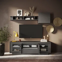 Porta Tv 2 ante battenti e 1 cassetto linea Natural in finitura Lava