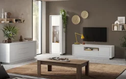 Porta Tv 2 ante battenti e 1 cassetto linea Pure in finitura Bianco laccato opaco