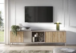 Porta Tv 4 ante battenti senza maniglie con vano a giorno Linea Dalì