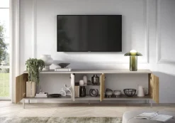 Porta Tv 4 ante battenti senza maniglie con vano a giorno Linea Dalì