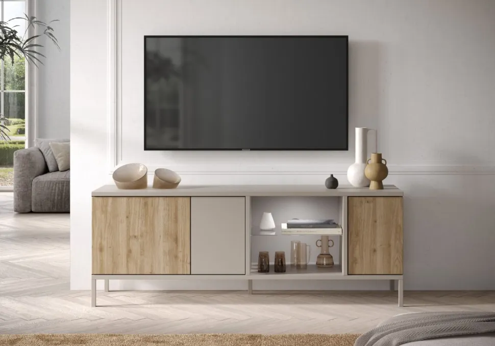 Porta Tv 3 ante battenti senza maniglie con vano a giorno Linea Dalì
