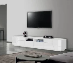 Porta tv 4 ante e 2 cassetti linea Galassia in finitura Bianco Lucido