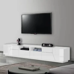 Porta tv 4 ante e 2 cassetti linea Galassia in finitura Bianco Lucido