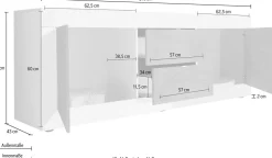 Porta TV 2 ante e 2 cassetti linea Basic colore Bianco laccato lucido