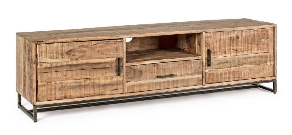 Porta Tv 2 ante e 1 cassetto Elmer in legno d'acacia