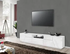 Porta tv 4 ante e 1 cassetto linea Galassia in finitura Bianco Lucido