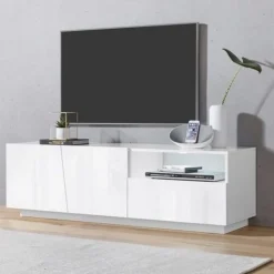 Porta Tv 2 ante e 1 cassetto linea Virgola in Bianco Lucido