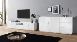 Porta Tv 4 ante e 1 cassetto linea Virgola in Bianco Lucido