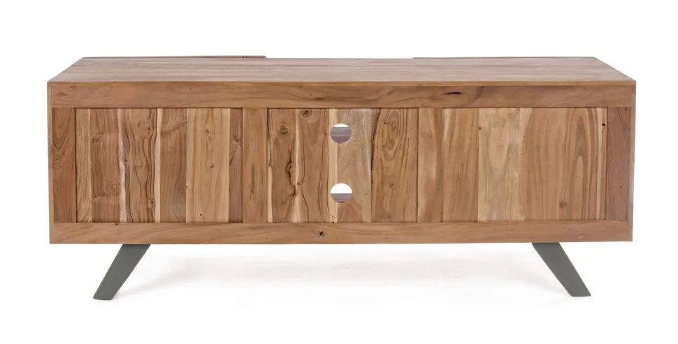 Porta Tv 2 ante e 2 vani Aron in legno di acacia disponibile in 2 misure