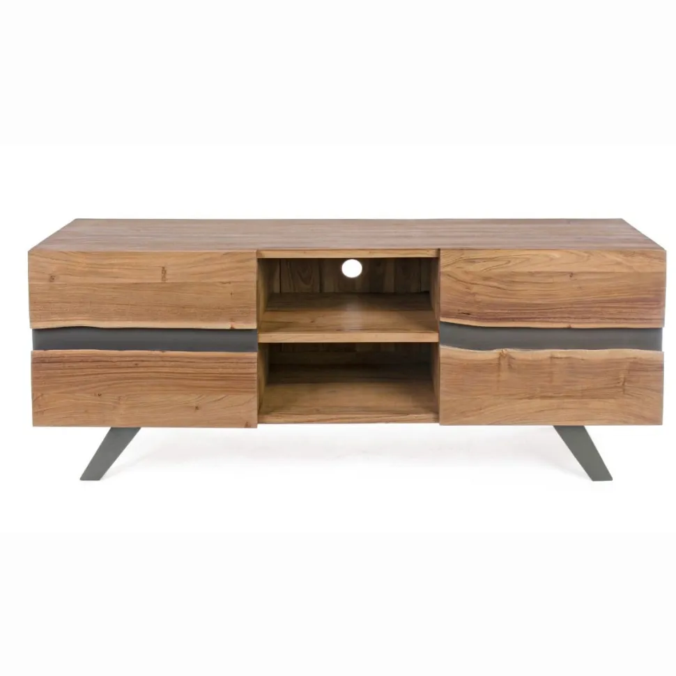 Porta Tv 2 ante e 2 vani Aron in legno di acacia disponibile in 2 misure
