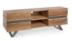 Porta Tv 2 ante e 2 vani Aron in legno di acacia disponibile in 2 misure