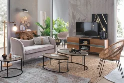 Porta Tv 2 ante e 2 vani Aron in legno di acacia disponibile in 2 misure