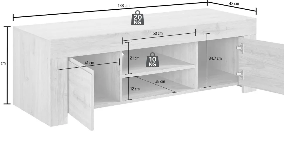 Porta Tv 2 ante linea Clear in Bianco Opaco con grafica flower