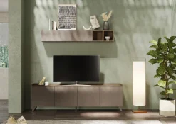 Porta Tv 4 ante linea Oscar in finitura Rovere Mercure e Bronzo