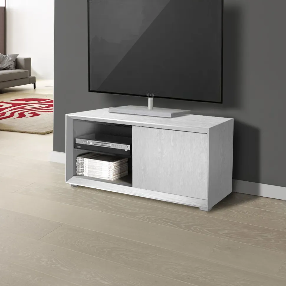 Porta Tv Bianco Frassino 1 anta e 2 vani a giorno linea Tilt