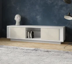 Porta tv bianco opaco e grigio calce 2 ante modello SKYLINE
