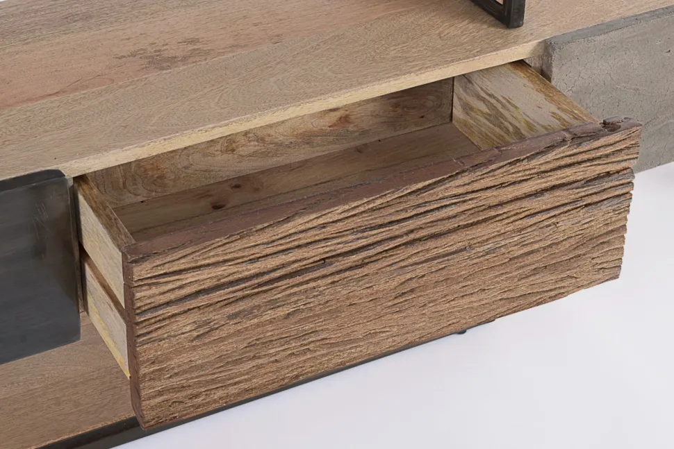 Porta Tv 3 cassetti Manchester in legno di mango